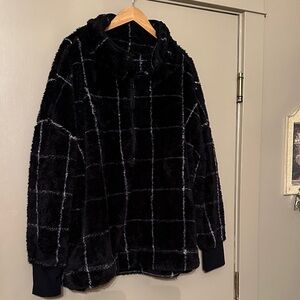 LuLaRoe Black Fuzzy half zip up jacket
